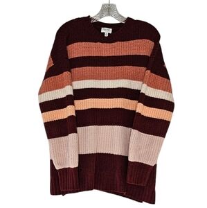 True Craft chenille long sleeve multi-colored striped sweater